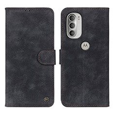 Leather Case Stands Flip Cover Holder N06P for Motorola Moto G51 5G Black