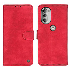 Leather Case Stands Flip Cover Holder N06P for Motorola Moto G51 5G Red