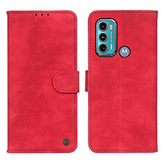 Leather Case Stands Flip Cover Holder N06P for Motorola Moto G60 Red