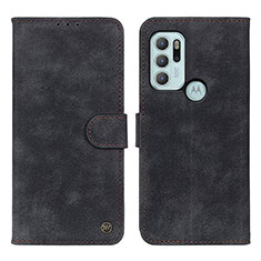 Leather Case Stands Flip Cover Holder N06P for Motorola Moto G60s Black