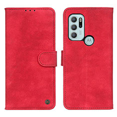 Leather Case Stands Flip Cover Holder N06P for Motorola Moto G60s Red