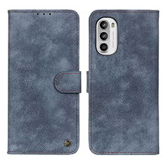 Leather Case Stands Flip Cover Holder N06P for Motorola Moto G82 5G Blue