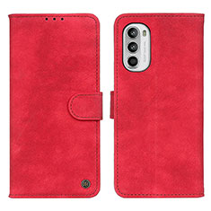 Leather Case Stands Flip Cover Holder N06P for Motorola Moto G82 5G Red