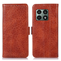 Leather Case Stands Flip Cover Holder N06P for OnePlus 10 Pro 5G Brown