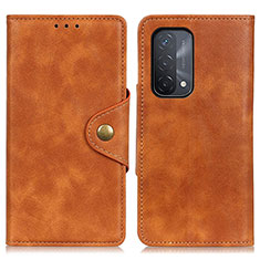 Leather Case Stands Flip Cover Holder N06P for OnePlus Nord N200 5G Brown