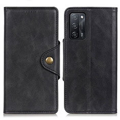 Leather Case Stands Flip Cover Holder N06P for Oppo A53s 5G Black