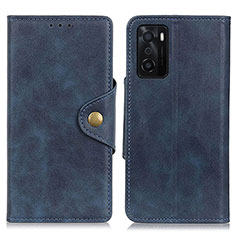 Leather Case Stands Flip Cover Holder N06P for Oppo A55S 5G Blue