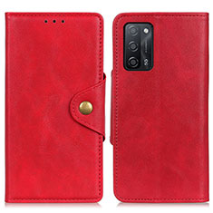 Leather Case Stands Flip Cover Holder N06P for Oppo A56 5G Red