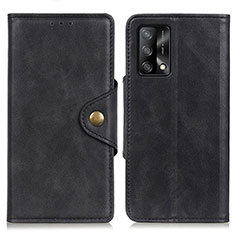 Leather Case Stands Flip Cover Holder N06P for Oppo A74 4G Black