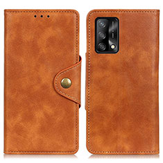 Leather Case Stands Flip Cover Holder N06P for Oppo A74 4G Brown