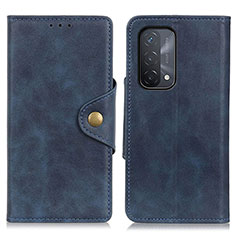 Leather Case Stands Flip Cover Holder N06P for Oppo A74 5G Blue