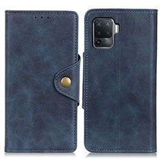Leather Case Stands Flip Cover Holder N06P for Oppo A94 4G Blue