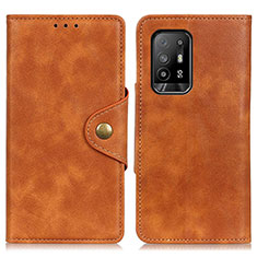 Leather Case Stands Flip Cover Holder N06P for Oppo A94 5G Brown