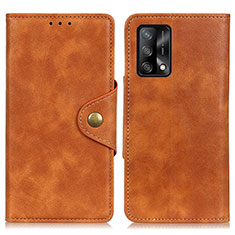 Leather Case Stands Flip Cover Holder N06P for Oppo A95 4G Brown
