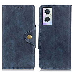 Leather Case Stands Flip Cover Holder N06P for Oppo A96 5G Blue