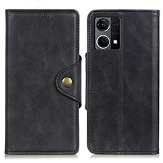 Leather Case Stands Flip Cover Holder N06P for Oppo F21 Pro 4G Black