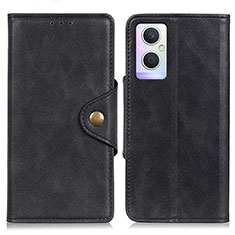 Leather Case Stands Flip Cover Holder N06P for Oppo F21s Pro 5G Black
