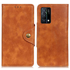 Leather Case Stands Flip Cover Holder N06P for Oppo K9 5G Brown