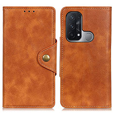 Leather Case Stands Flip Cover Holder N06P for Oppo Reno5 A Brown
