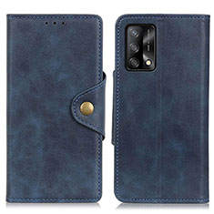 Leather Case Stands Flip Cover Holder N06P for Oppo Reno6 Lite Blue