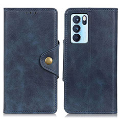 Leather Case Stands Flip Cover Holder N06P for Oppo Reno6 Pro 5G India Blue