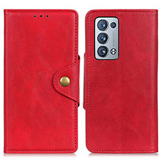 Leather Case Stands Flip Cover Holder N06P for Oppo Reno6 Pro+ Plus 5G Red