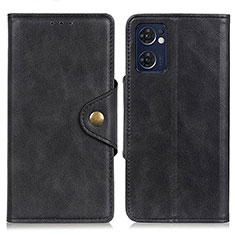 Leather Case Stands Flip Cover Holder N06P for Oppo Reno7 5G Black