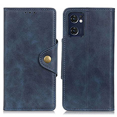 Leather Case Stands Flip Cover Holder N06P for Oppo Reno7 5G Blue