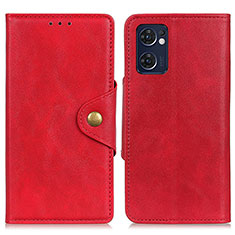 Leather Case Stands Flip Cover Holder N06P for Oppo Reno7 5G Red