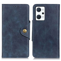 Leather Case Stands Flip Cover Holder N06P for Oppo Reno7 A Blue