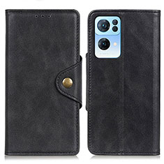 Leather Case Stands Flip Cover Holder N06P for Oppo Reno7 Pro 5G Black