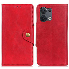 Leather Case Stands Flip Cover Holder N06P for Oppo Reno8 5G Red