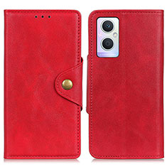 Leather Case Stands Flip Cover Holder N06P for Oppo Reno8 Z 5G Red