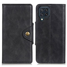 Leather Case Stands Flip Cover Holder N06P for Samsung Galaxy M32 4G Black