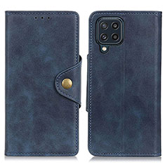 Leather Case Stands Flip Cover Holder N06P for Samsung Galaxy M32 4G Blue