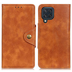 Leather Case Stands Flip Cover Holder N06P for Samsung Galaxy M32 4G Brown