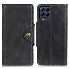Leather Case Stands Flip Cover Holder N06P for Samsung Galaxy M53 5G Black