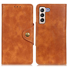 Leather Case Stands Flip Cover Holder N06P for Samsung Galaxy S21 5G Brown