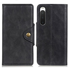 Leather Case Stands Flip Cover Holder N06P for Sony Xperia 10 IV Black