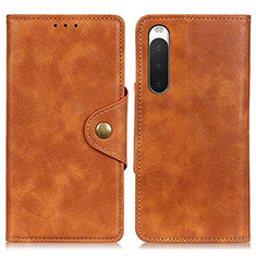 Leather Case Stands Flip Cover Holder N06P for Sony Xperia 10 IV Brown