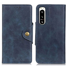 Leather Case Stands Flip Cover Holder N06P for Sony Xperia 5 IV Blue