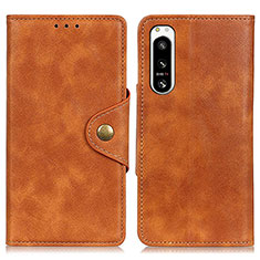 Leather Case Stands Flip Cover Holder N06P for Sony Xperia 5 IV Brown
