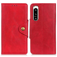 Leather Case Stands Flip Cover Holder N06P for Sony Xperia 5 IV Red