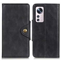 Leather Case Stands Flip Cover Holder N06P for Xiaomi Mi 12 5G Black