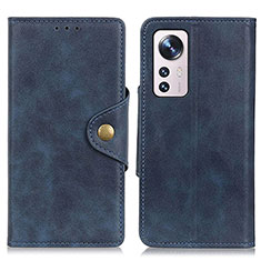 Leather Case Stands Flip Cover Holder N06P for Xiaomi Mi 12 5G Blue