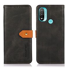 Leather Case Stands Flip Cover Holder N07P for Motorola Moto E40 Black