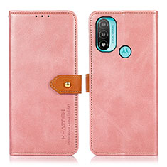 Leather Case Stands Flip Cover Holder N07P for Motorola Moto E40 Pink