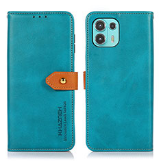 Leather Case Stands Flip Cover Holder N07P for Motorola Moto Edge 20 Lite 5G Cyan