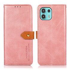 Leather Case Stands Flip Cover Holder N07P for Motorola Moto Edge 20 Lite 5G Pink