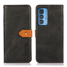 Leather Case Stands Flip Cover Holder N07P for Motorola Moto Edge 20 Pro 5G Black